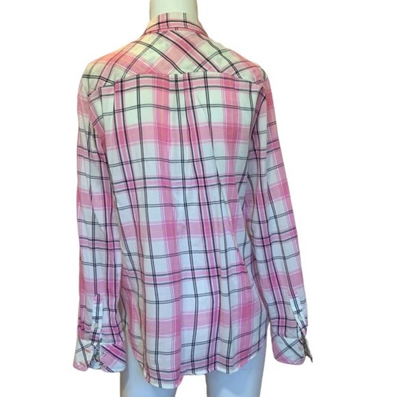 Talbots Pink white Soft Plaid Button Down Shirt sz M Perfect! - Picture 2 of 8